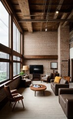 Fototapeta premium Exposed Brick Loft with Vintage Accents