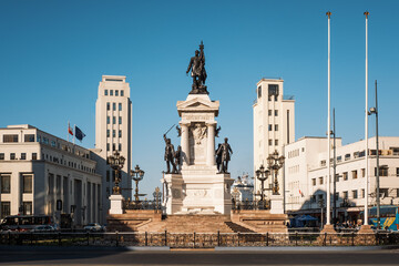 Monument to Heroes of Iquique in Plaza Sotomayor, Valparaiso, Chile. Inaugurated in 1886, this...