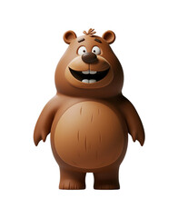 Naklejka premium 3D Rendered Chibi Animal Illustration of a Happy and Cute Grizzly Bear, Isolated on Transparent Background, PNG