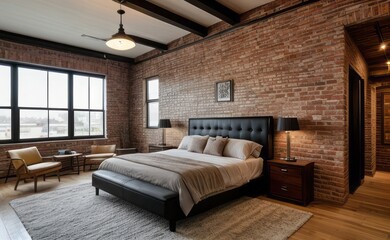 Obraz premium Exposed Brick Loft with Vintage Accents