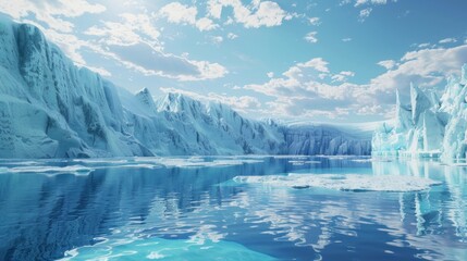 beautiful landscape on a glacier and sea