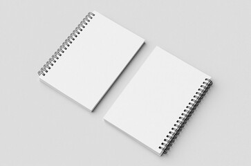White spiral notebook mockup, cover and backside.