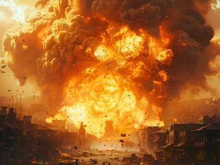 fire in the city,
War explosion