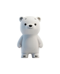 Cute and Happy Polar Bear in 3D Render: A Chibi Cartoon Character Animal Illustration, Isolated on Transparent Background, PNG