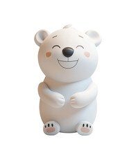 Obraz premium 3D Render of a Happy and Cute Polar Bear: A Chibi Cartoon Character Animal Illustration, Isolated on Transparent Background, PNG
