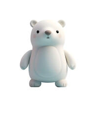 Animal Illustration of a Happy and Cute Polar Bear in 3D Rendered Chibi Cartoon Character, Isolated on Transparent Background, PNG