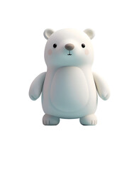 Fototapeta premium Animal Illustration of a Happy and Cute Polar Bear in 3D Rendered Chibi Cartoon Character, Isolated on Transparent Background, PNG