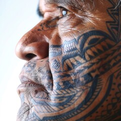Indigenous tattoo art on skin, showcasing the symbolic designs and stories behind the tattoos