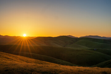 Sunset over the hills,