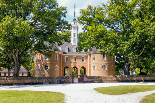 Exterior view of  the reconstructed Capitol building.Williamsburg.Virginia.USA