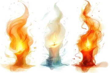 Whimsical Candle Flames Illustration