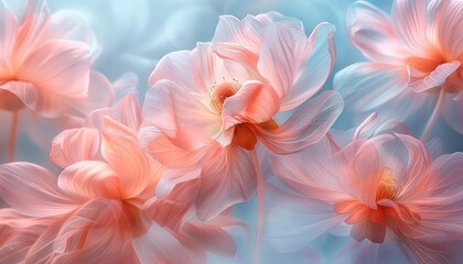 Abstract swirls of pastel hues, resembling blurred flowers in a spring breeze, gentle focus, closeup