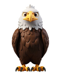 Fototapeta premium Adorable Chibi Cartoon Illustration of a Bald Eagle in 3D Render, Isolated on Transparent Background, PNG