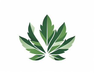 logo design, simple minimalistic flat vector style, green leaves forming the shape of a cannabis flower with petals, white background, vector logo