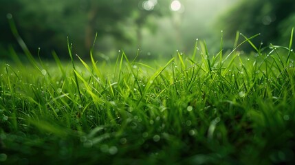 Fototapeta premium The lush green grass thrives abundantly