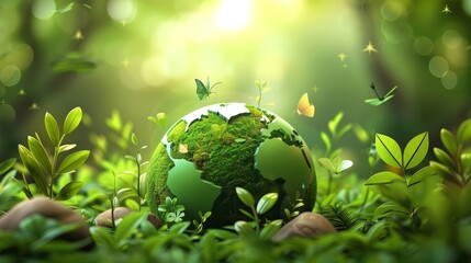World Nature Conservation Day concept with green world concept.