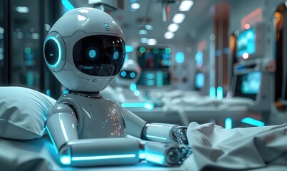 AIdriven robot assisting in a medical procedure, sterile environment, dynamic angle