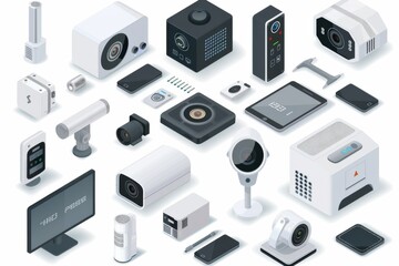 Video cameras manage live security scenarios, with cameras ensuring monitoring through CCTV systems for camcorder-enhanced security footage across networks.
