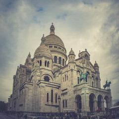 The Famous Sacre Coeur Basilica Overhanging Paris from the Mound Montmartre