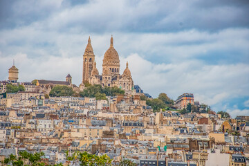 The Famous Sacre Coeur Basilica Overhanging Paris from the Mound Montmartre