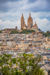 The Famous Sacre Coeur Basilica Overhanging Paris from the Mound Montmartre