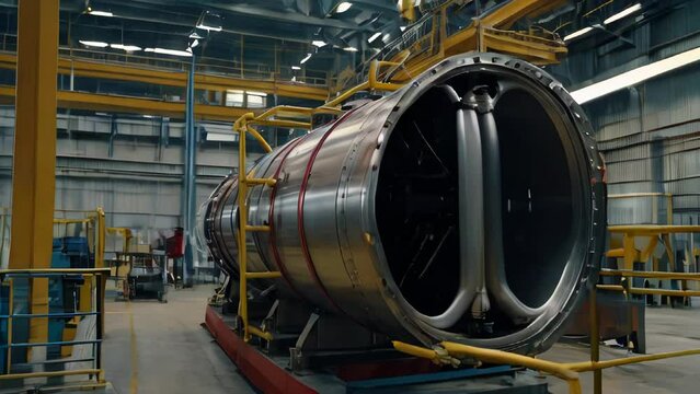 Industrial metal heat exchanger shell and tube capacity for heating liquid at oil refinery petrochemical plant high-tech power equipment background