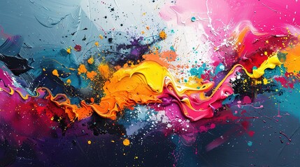Abstract mix of colorful paints creates a vibrant background