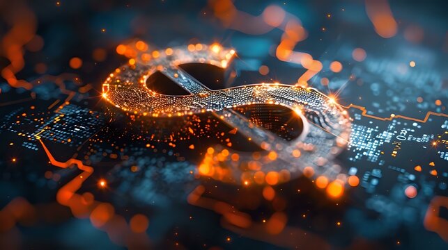 3D Metallic Dollar Sign on Gradient Background - Powered by Adobe