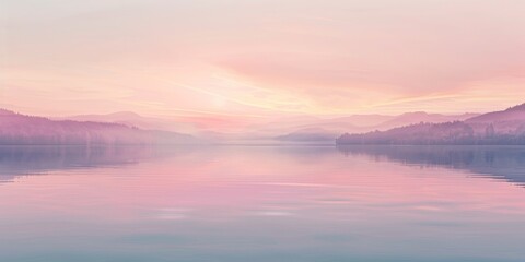 Fototapeta premium The image is showing beautiful sunset over calm lake with pink and blue sky.