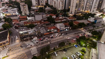 view from above of vehicle traffic and the bus lane of an avenue in the south zone of the city of...