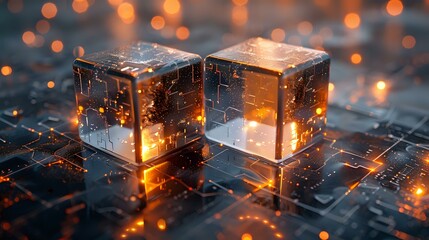 Reflective Cubes Representing High-Stakes Market Transactions