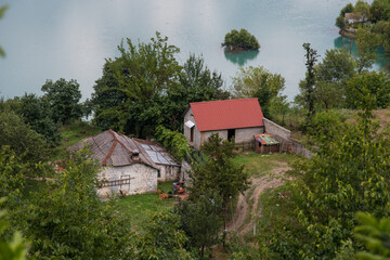 small farm near lake Komani in Albania