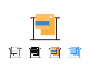 towel icon, icon with 5 different styles. Line, flat, glyph, and outline contain colorful versions, outline, and filled blue vector signs. Perfect for web design, etc.