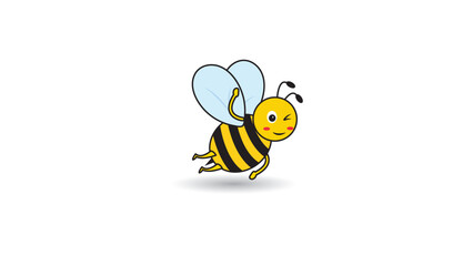 icon bee cartoon, cute bee waving hand with friendly smiling face ,suitable for coloring book , mascot, book cover