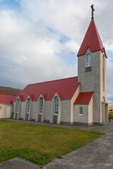 The church of town of Svalbardseyri in Eyjafjordur in north Iceland