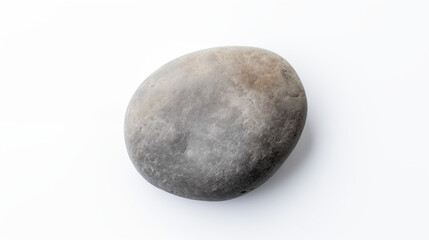 one round stone gray color top view on white background 