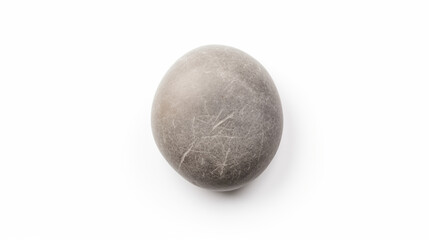 one round stone gray color top view on white background 