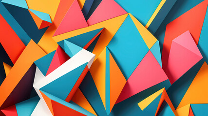 Modern colorful distorted triangles abstract background. Generative ai