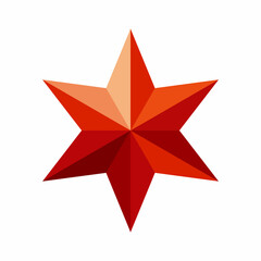 Realistic 3D star shape. Low poly red star vector. 