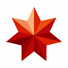 Realistic 3D star shape. Low poly red star vector. 