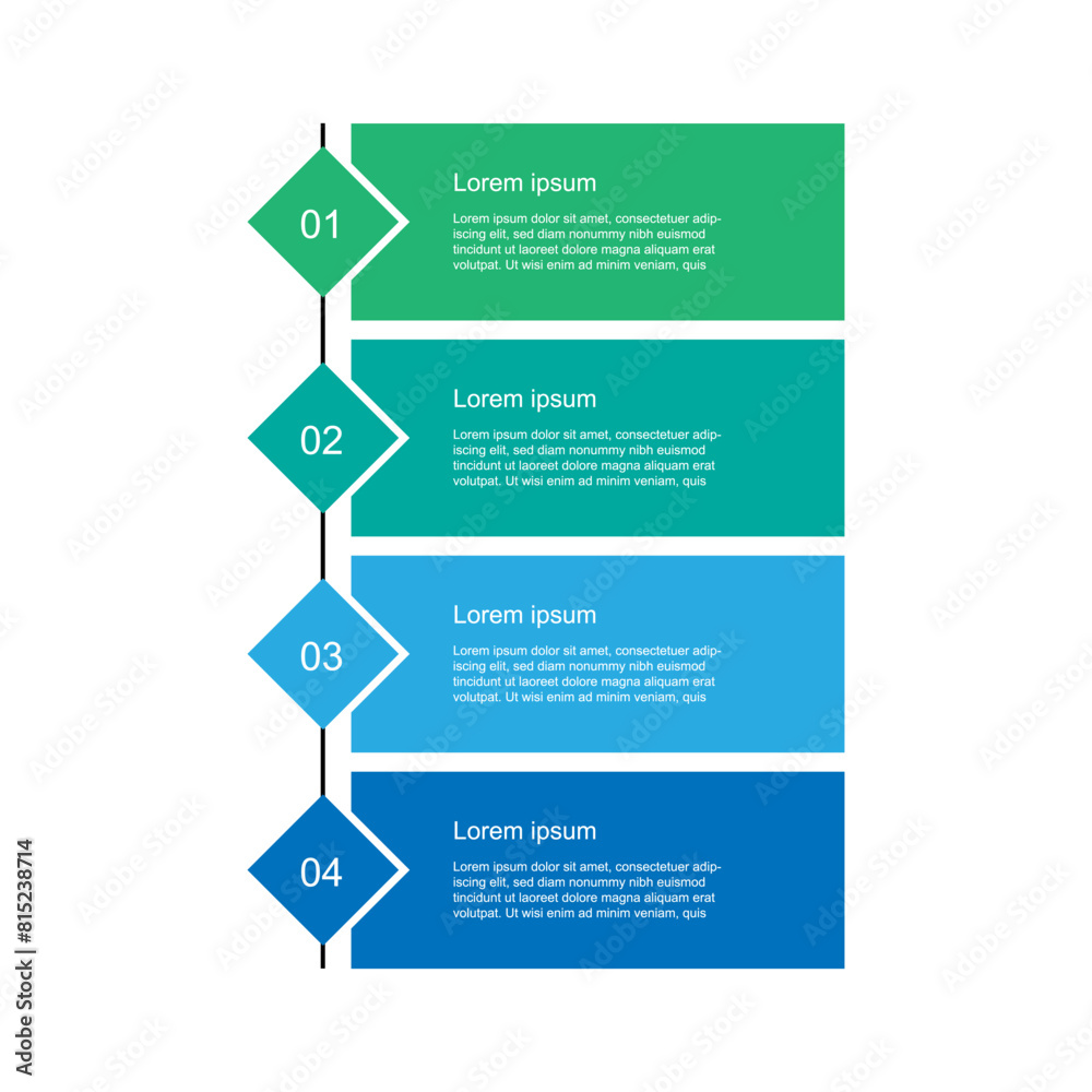 Poster 4 step process infographic template vector with icons suitable for workflow, business information, and web graphic 