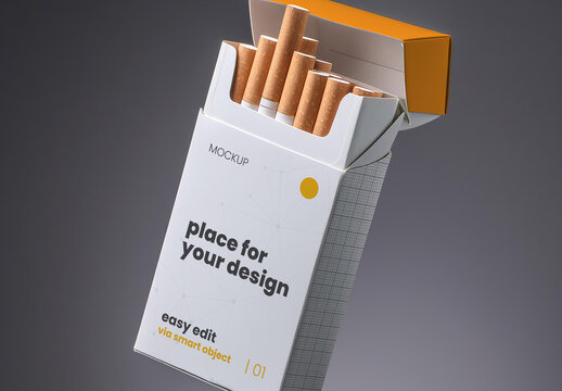 Box of cigarettes floating elegant mockup 02 Generative Ai