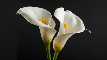 Calla Lilies flower; isolated on black background