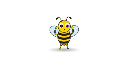 icon bee cartoon, cute bee shock with wow amaze face ,suitable for coloring book