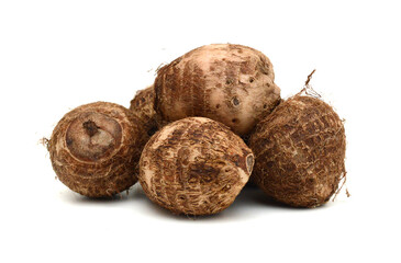 Closeup of taro on white background