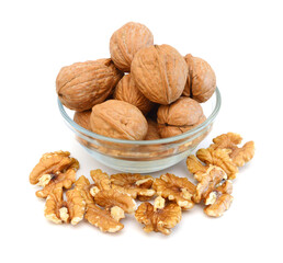 Stack Walnuts on white background