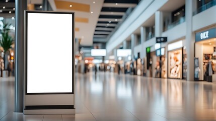  Blank advertising mockup for advertisement at the shopping mall or A mockup poster stands within a shopping Centre mall