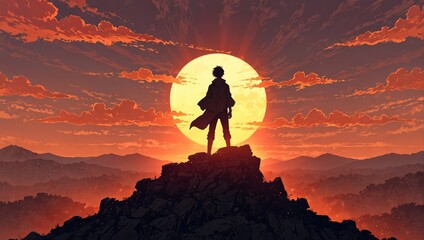 silhouette of a person in the mountains