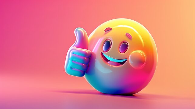 Naklejki A colorful emoji with a thumbs up and a smiley face
