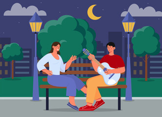 Couple at romantic date vector